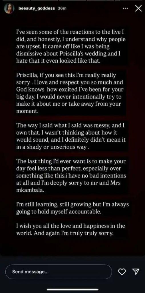 Beauty Goddess Apologizes To Priscilla Ojo Over Livestream Remarks Beauty Goddess Apologizes To Priscilla Ojo Over Livestream Remarks